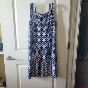 Talbots Indigo White Geometric Dress MP, wore once.  Excellant condition.